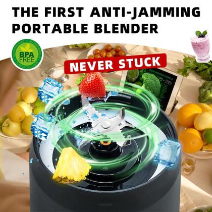 Imagem de Liquidificador portátil Devan 700mL USB-C recarregável 300W preto/verde