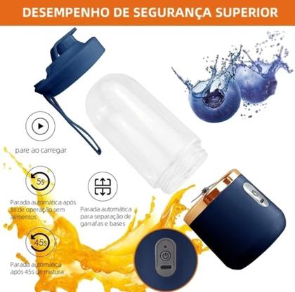 Imagem de Liquidificador Portátil Juicer Multifuncional Sem Fio Recarregável 400ml Bivolt