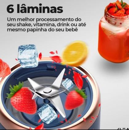 Imagem de Liquidificador Portátil Juicer Multifuncional Sem Fio Recarregável 400ml Bivolt