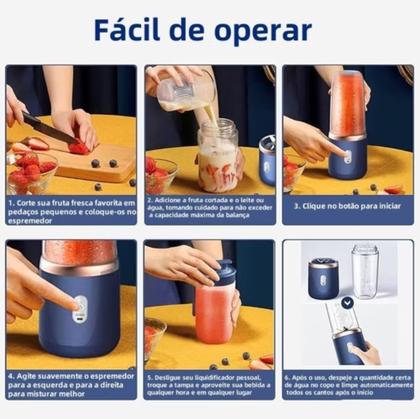 Imagem de Liquidificador Portátil Juicer Multifuncional Sem Fio Recarregável 400ml Bivolt