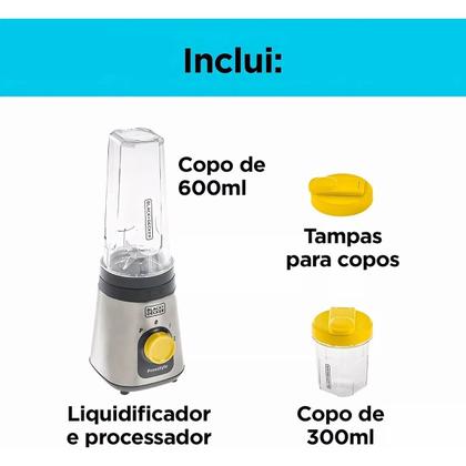 Imagem de Liquidificador Portatil Mini Blender 2 Em 1 Processador 110v Cor Cinza