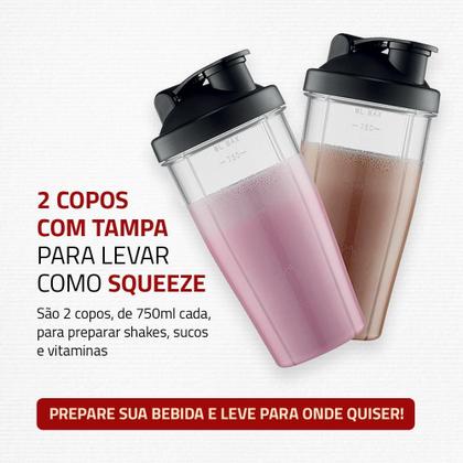 Imagem de Liquidificador Portátil Mondial Personal Blender 220v 750mL Preto Prata DG-01