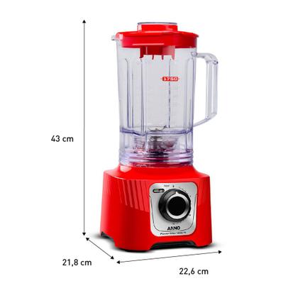 Imagem de Liquidificador Power Max Arno 1400W LN63 Vermelho 220V