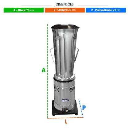 Imagem de Liquidificador Profissional Industrial Baixa Rotação Copo Inox 8l 3500 Rpm 368w Lql.8 220v - Metvisa