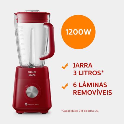 Imagem de Liquidificador Série 5000 Jarra San Philips Walita Vermelho 220v