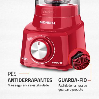 Imagem de Liquidificador Turbo Full Mondial Vermelho 900W L-900 FR