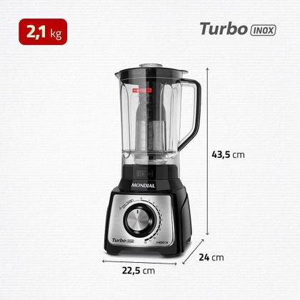 Imagem de Liquidificador Turbo Inox Mondial Preto/inox 1400W L-1400-LT 110V