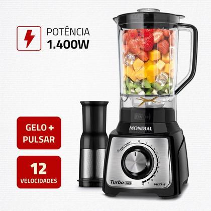 Imagem de Liquidificador Turbo Inox Mondial Preto/inox 1400W L-1400-LT 110V