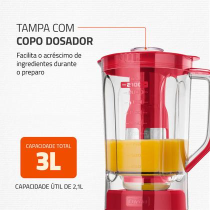 Imagem de Liquidificador Turbo Mondial Vermelho e Inox 1200W L-1200 RI