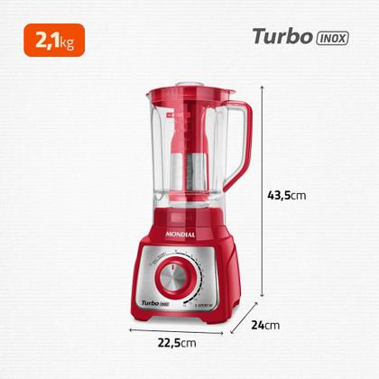 Imagem de Liquidificador Turbo Mondial Vermelho e Inox 1200W L-1200 RI