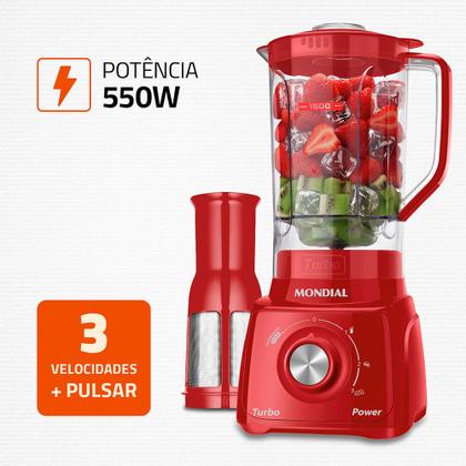 Imagem de Liquidificador Turbo Power Mondial Vermelho 550W L-99 FR