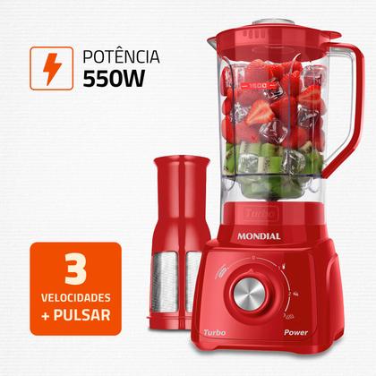 Imagem de Liquidificador Turbo Power Mondial Vermelho 550W L-99 FR