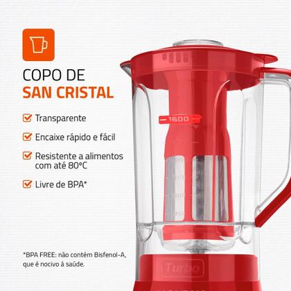 Imagem de Liquidificador Turbo Power Mondial Vermelho 550W L-99 FR