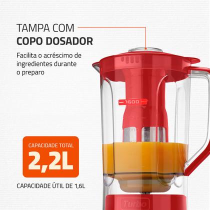 Imagem de Liquidificador Turbo Power Mondial Vermelho 550W L-99 FR