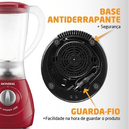 Imagem de Liquidificador Vermelho Mondial Easy Power 550W L-550-R 110V