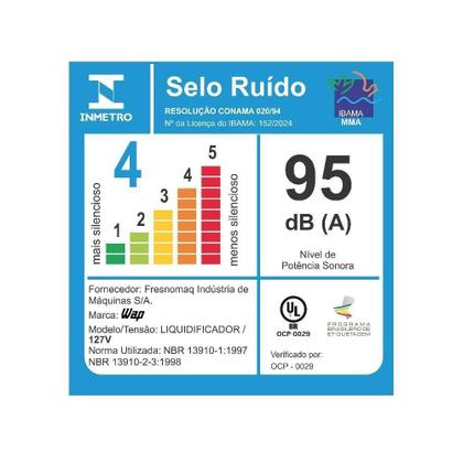 Imagem de Liquidificador Wap Jarra de Vidro 2L Preto e Cinza 900W WB2000 127V FW010340