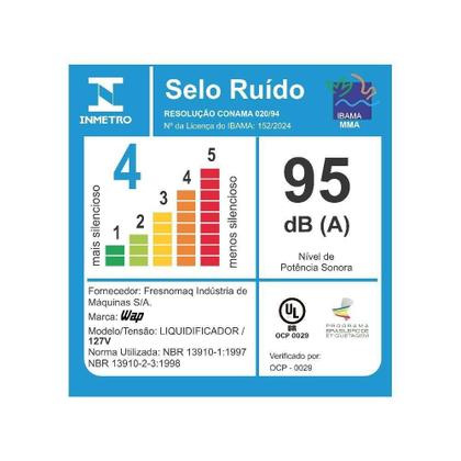 Imagem de Liquidificador Wap Jarra de Vidro 2L Preto e Cinza1000W WB2000 220V FW010341