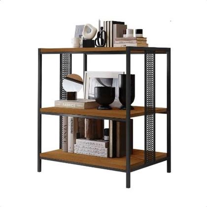 Imagem de Livreiro Estante Multiuso 3 Prateleiras Organizador Para livros Mdf Industrial