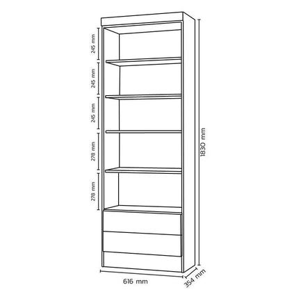 Imagem de Livreiro Multiuso com 2 Gavetas Preto Fosco - Qmovi