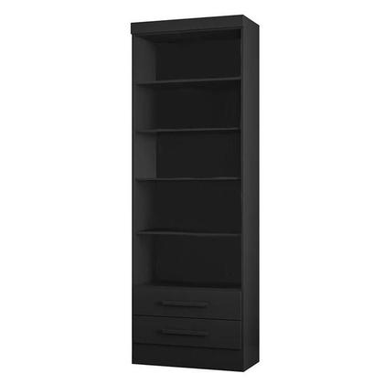 Imagem de Livreiro Multiuso com 2 Gavetas Preto Fosco - Qmovi