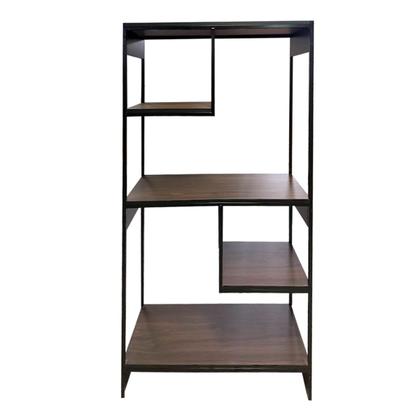 Imagem de Livreiro Multiuso Estante com Nicho Estilo Industrial Metal cor Marrom e Preto