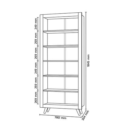 Imagem de Livreiro Multiuso Retro 5 Prateleiras Branco - Qmovi
