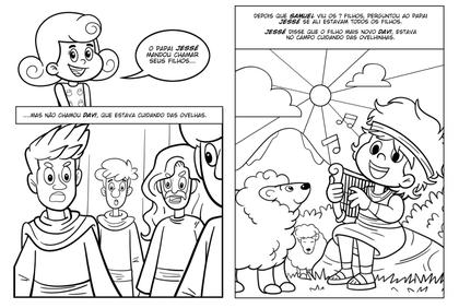 Imagem de Livro - 3 Palavrinhas - História em Quadrinhos para Colorir - Volume 4: Davi e Golias