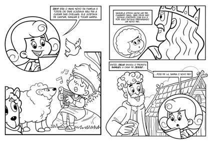 Imagem de Livro - 3 Palavrinhas - História em Quadrinhos para Colorir - Volume 4: Davi e Golias