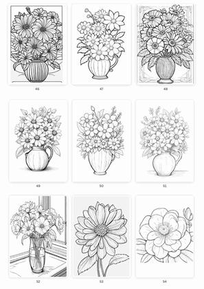 Imagem de Livro 50 desenhos de flores para colorir 1 edição