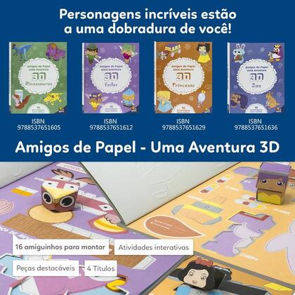 Imagem de Livro - Amigos de Papel - Uma Aventura 3D: Princesas