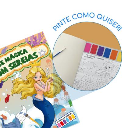 Imagem de Livro - Arte Mágica com Sereias - Cada folha tem sua própria paleta de cores: só molhar o pincel e pintar!