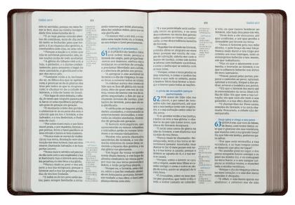 Imagem de Livro - Bíblia ACF, Letra grande, Capa luxo mogno, Referências cruzadas e palavras de Jesus em azul, Leitura Perfeita