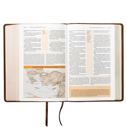 Imagem de Livro - Bíblia de Estudo ACF, Capa luxo marrom | Com comentários da King James Study Bible
