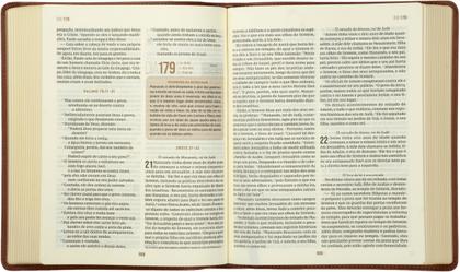 Imagem de Livro - Bíblia Diária NVI, Capa luxo marrom, Leitura Perfeita – Comece sua jornada de 365 dias com a Bíblia em qualquer momento do ano