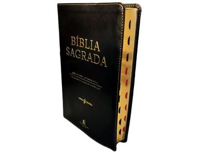 Imagem de Livro - Bíblia NVI, Capa luxo preta, Letras de Jesus em vermelho, Índice de dedo, Leitura Perfeita