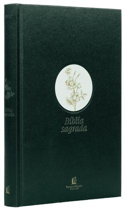 Imagem de Livro - Bíblia NVI Slim, Letra Grande, Tecido verde sobre capa dura, Flor minimalista