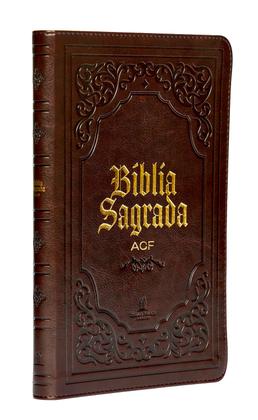 Imagem de Livro - Bíblia Sagrada ACF Slim, Capa luxo marrom, Leitura Perfeita