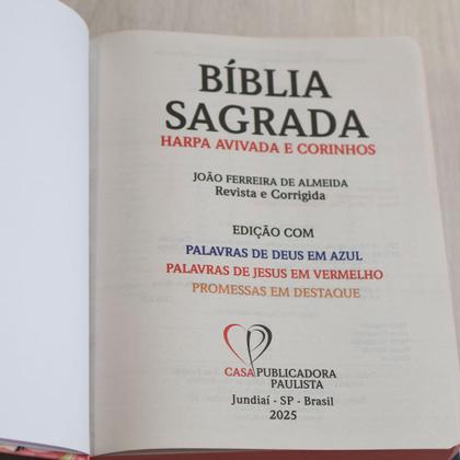 Imagem de Livro - Bíblia Sagrada - ARC - Harpa Avivada e Corinhos - Jumbo - Capa Dura Preta com Flores