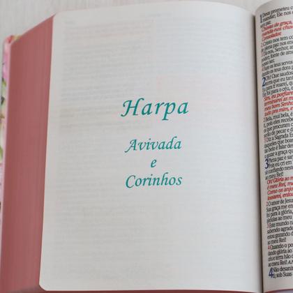 Imagem de Livro - Bíblia Sagrada - ARC - Harpa Avivada e Corinhos - Jumbo - Capa Dura Preta com Flores