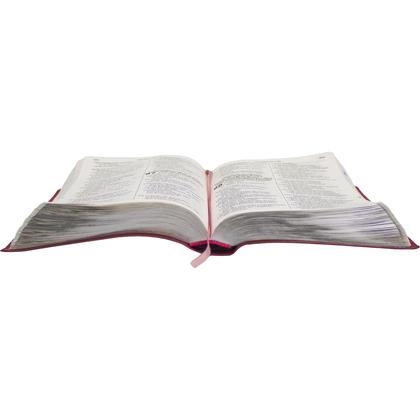 Imagem de Livro - Bíblia Sagrada NTLH para Mulher, Letra Gigante, com mapa, com índice, Capa Couro Sintético Rosa Pink
