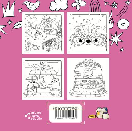 Imagem de Livro - BOB CUTE – DIA A DIA – Livro com ilustrações fofas e originais para pintar, páginas destacáveis e acompanha uma cartela de adesivo - papel 180gr