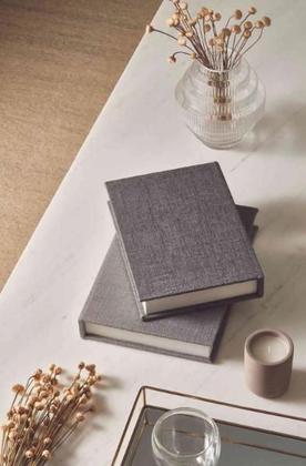 Imagem de Livro caixa mdf revestido tecido linho cinza