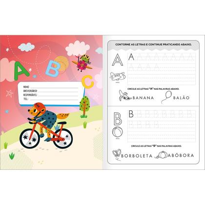 Imagem de Livro Cartilha Infantil Pedagógico de Ativididades Alfabetização Letra de Forma + de 100 Adesivos 32 Páginas Tilibra