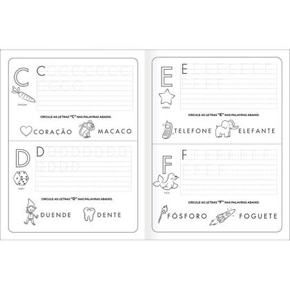 Imagem de Livro Cartilha Infantil Pedagógico de Ativididades Alfabetização Letra de Forma + de 100 Adesivos 32 Páginas Tilibra