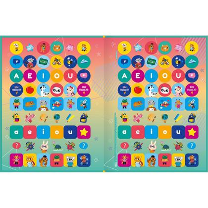 Imagem de Livro Cartilha Infantil Pedagógico de Ativididades Alfabetização Letra de Forma + de 100 Adesivos 32 Páginas Tilibra