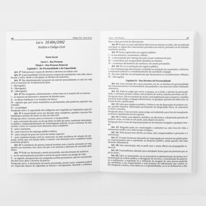 Imagem de Livro Código Civil Lei nº 10.406 de 2002 LINDB Índice temático