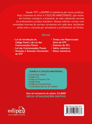 Imagem de Livro - CÓDIGO PENAL 2025 - Coleção MINICÓDIGOS