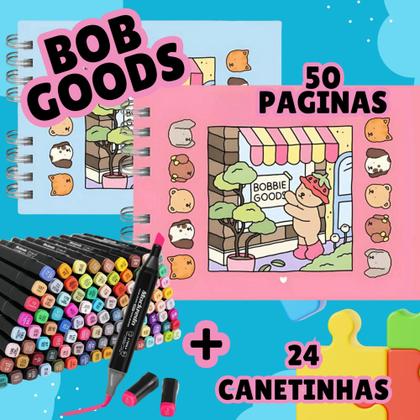 Imagem de Livro Colorir Bobbie Goods Original + Kit Canetas Desenho Imaginação Didatico Caderno Presente