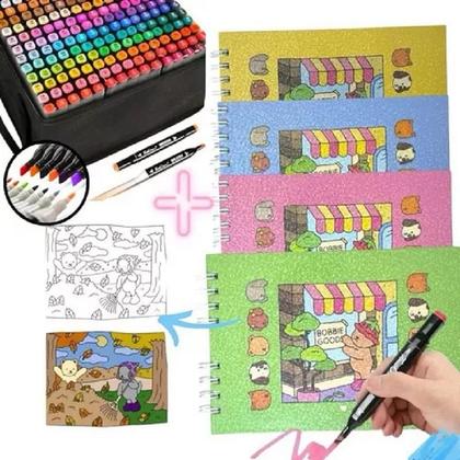 Imagem de Livro Colorir Infantil Bobbie Goods Capa Dura Canetinhas Touch Originais Coloridas Pintar Diversão