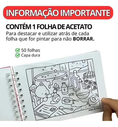 Imagem de Livro Colorir Pintar Capa Dura Premium 50 páginas Ursinhos Diversos desenhos
